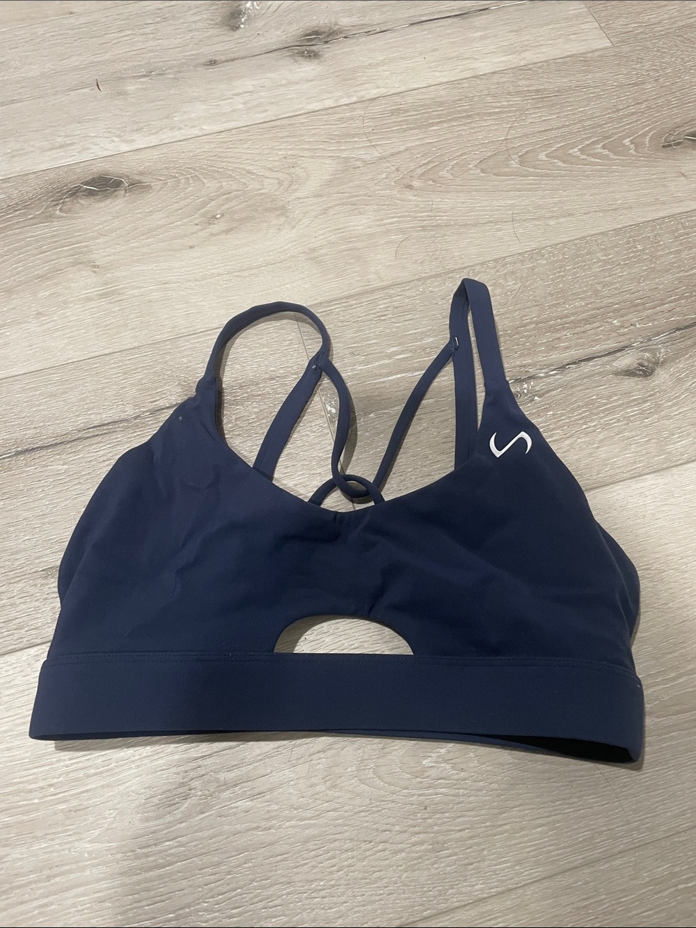 Strappy Cutout Sports Bra - Navy